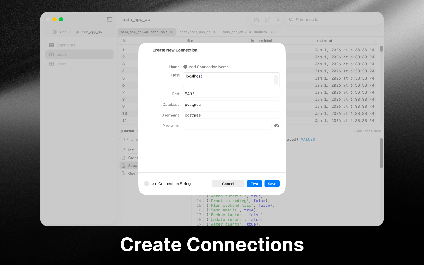 Database connections manager with multiple servers